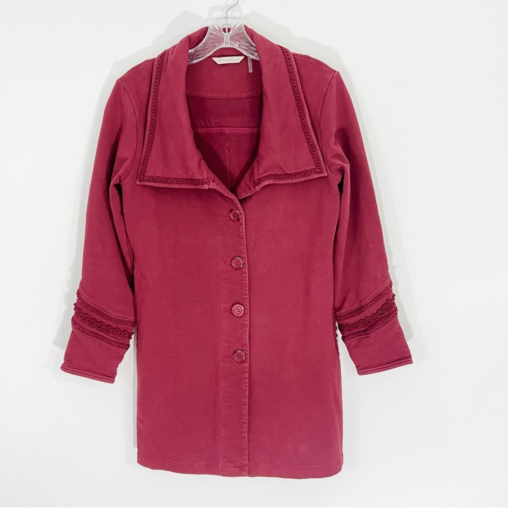 Soft Surroundings Red Rachel Embroidered Jacket Size Small